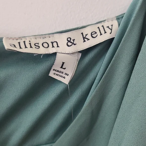 Allison & Kelly Green Pleated Dress Size Large - Picture 2 of 5